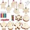 48PCS Christmas Crafts for Kids, Wooden Christmas Ornaments Unfinished Wood Slices with 6 Styles, DIY Christmas Ornaments Kits for Christmas Tree Holiday Hanging Decorations